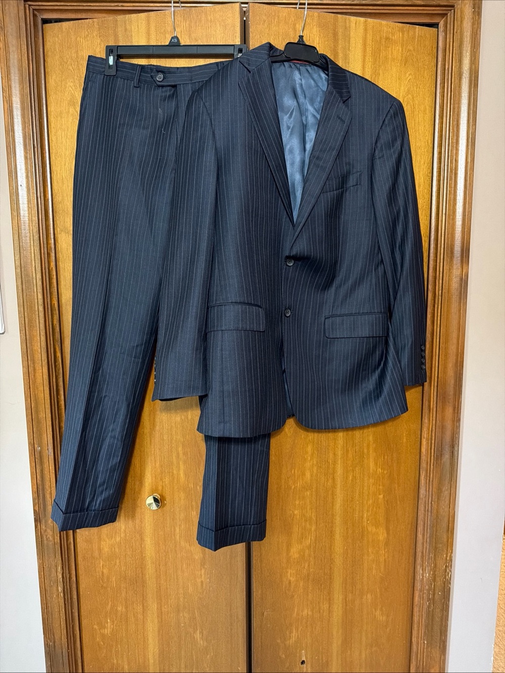 Hart Schaffner Marx Navy Pinstripe Suit Two-Piece